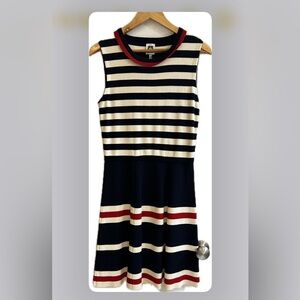 Anne Klein Navy and Cream Striped Dress